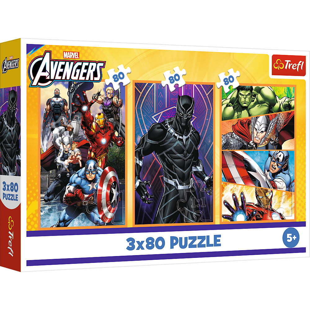 Puzzle - 3x80 - Days Full Of Action - Disney Marvel The Avengers Trefl 34883
