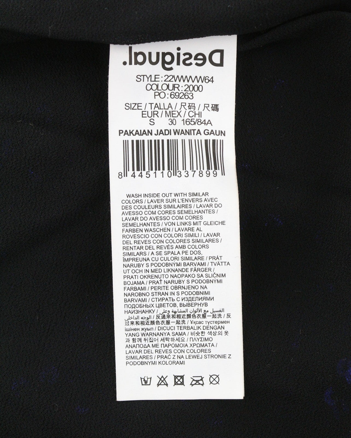 Дамска рокля Desigual Saturno Черна лъскава бляскава пайети A-line мини