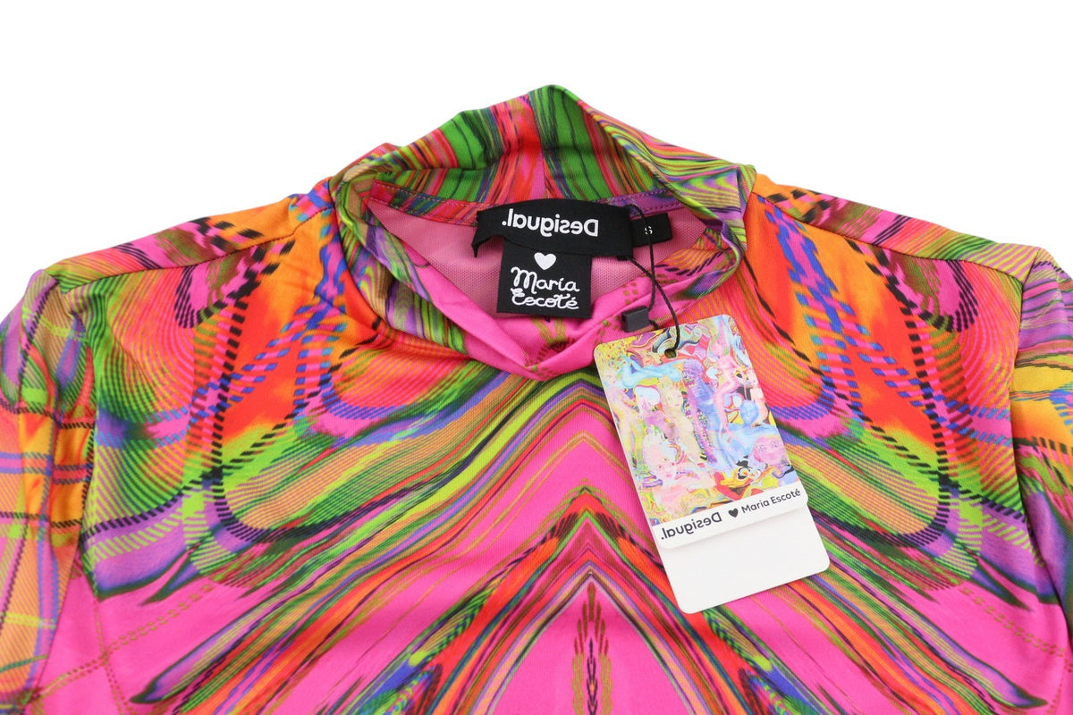 Desigual Heather Femme Robemulticolore Impression Numérique Manches Longues Midi