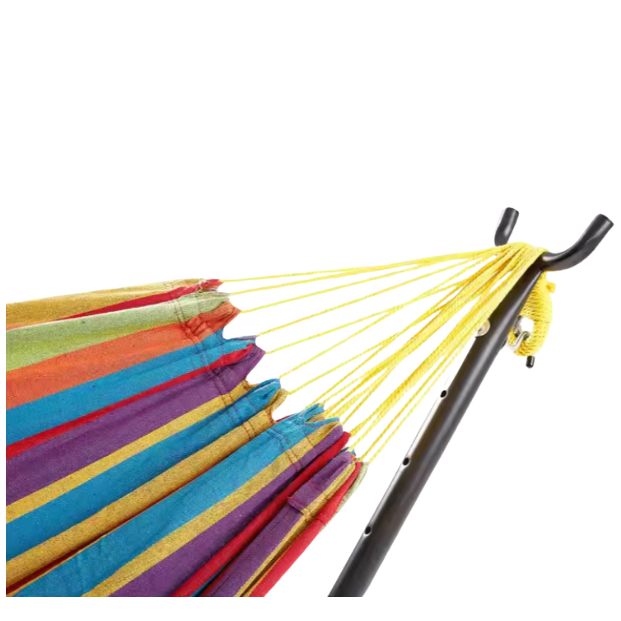 Garden Hammock With Frame For Two People Colorful 200x120