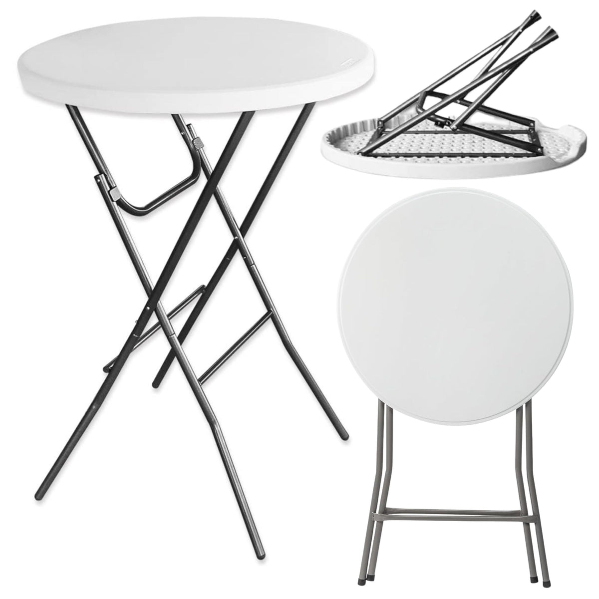 Folding Table With Lock Catering Banquet Round White 80x73cm