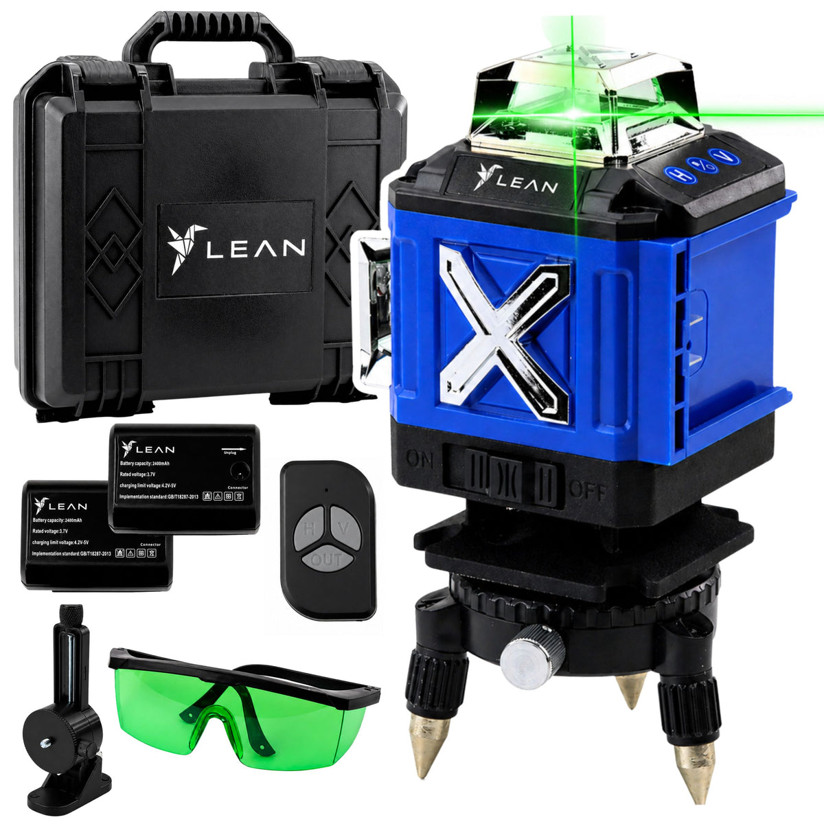 Avion nivel laser 4d 16 linii Carcasa 2 baterii Albastru