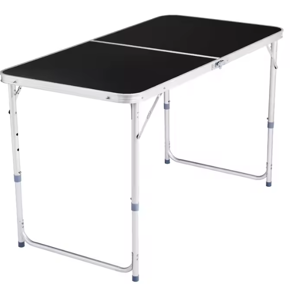 Folding Camping Table Adjustable Aluminum Black 120x60cm