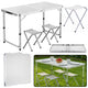 Folding Camping Table Set 4 Chairs Gray