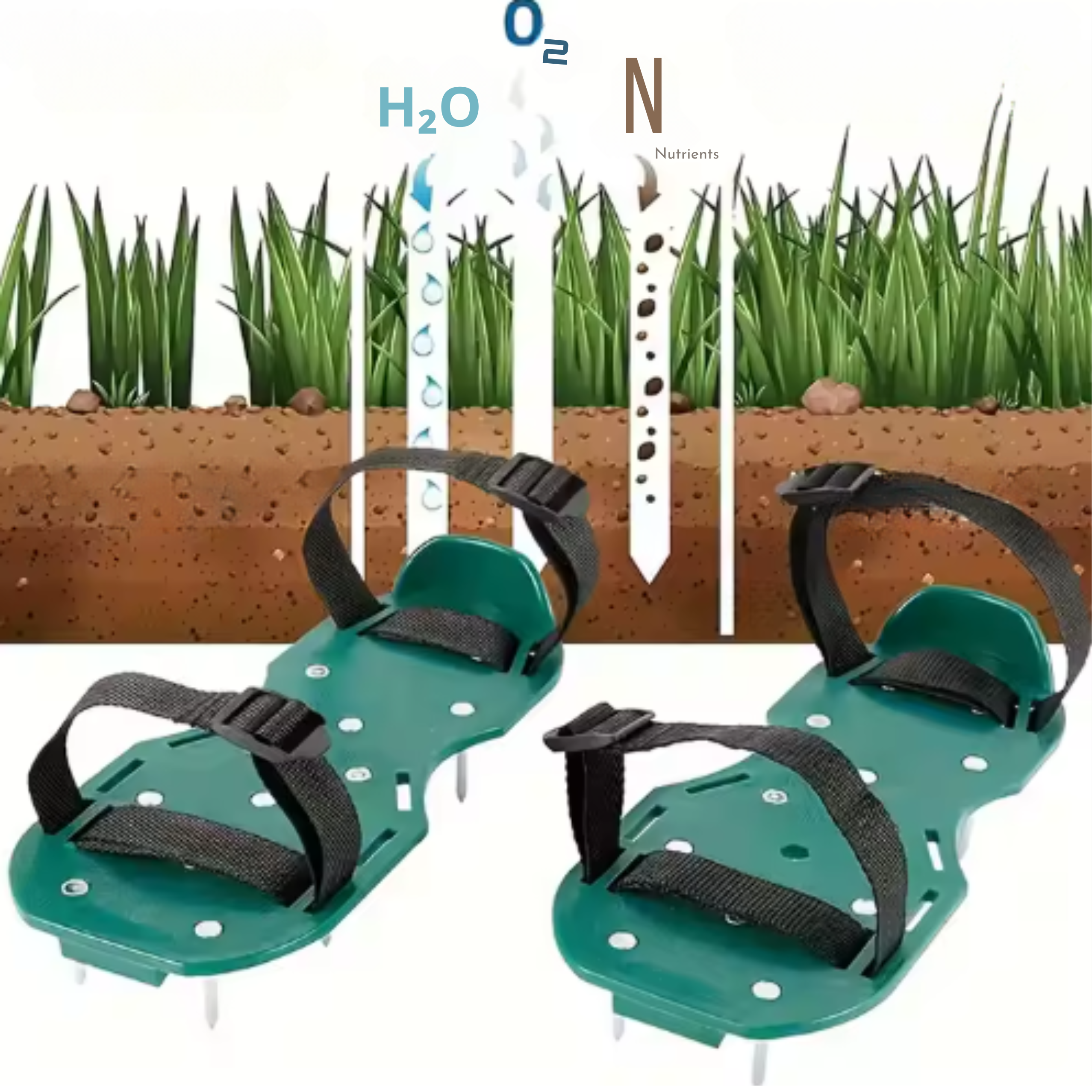 Aerator Scarifier Shoe Covers With Grass Spikes