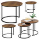 Set Of 3-in-1 Round Coffee Tables Vintage Natural Wood 51cm 40cm 30cm