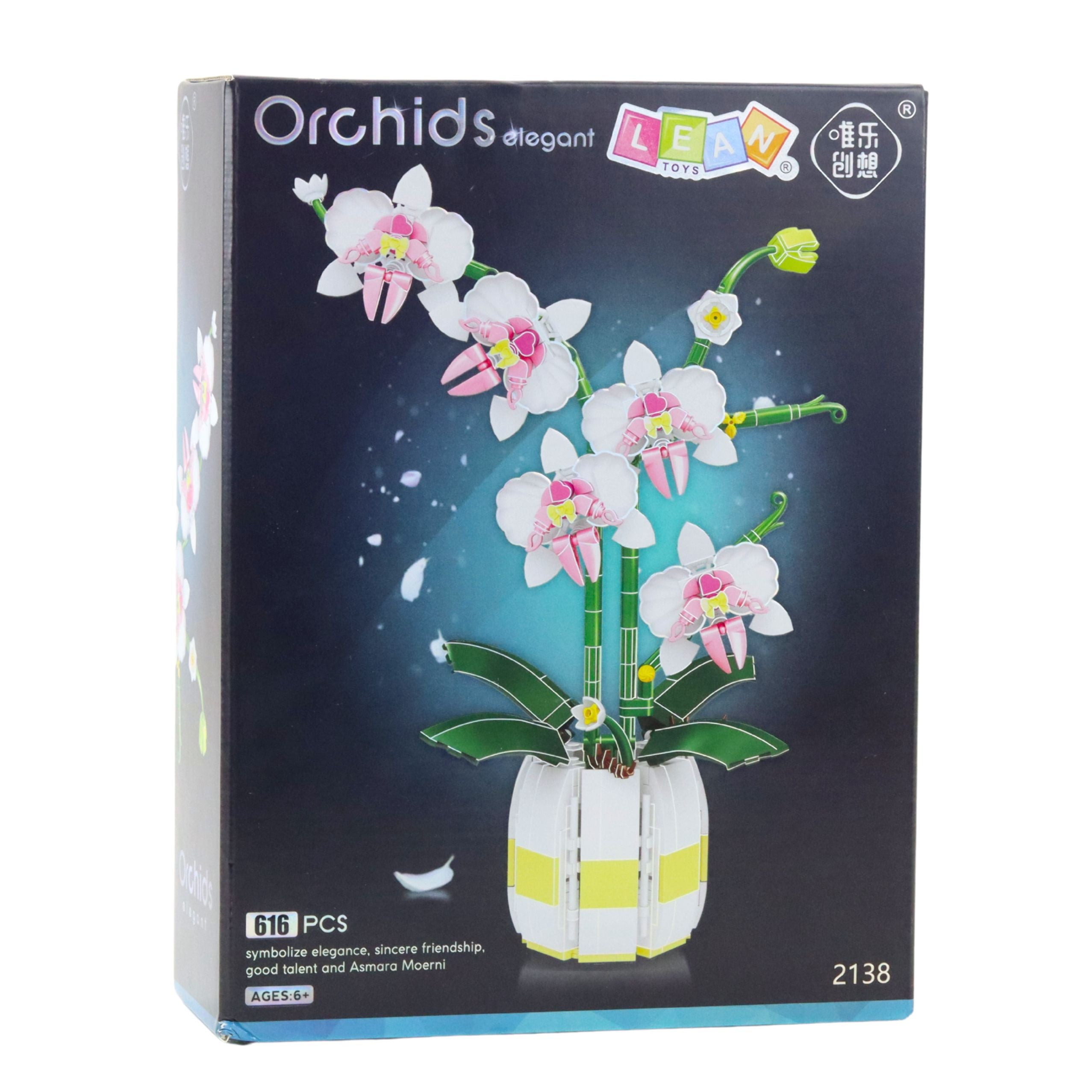 Orchid Construction Blocks Orchid In A Pot Pink And White 616 Pcs.