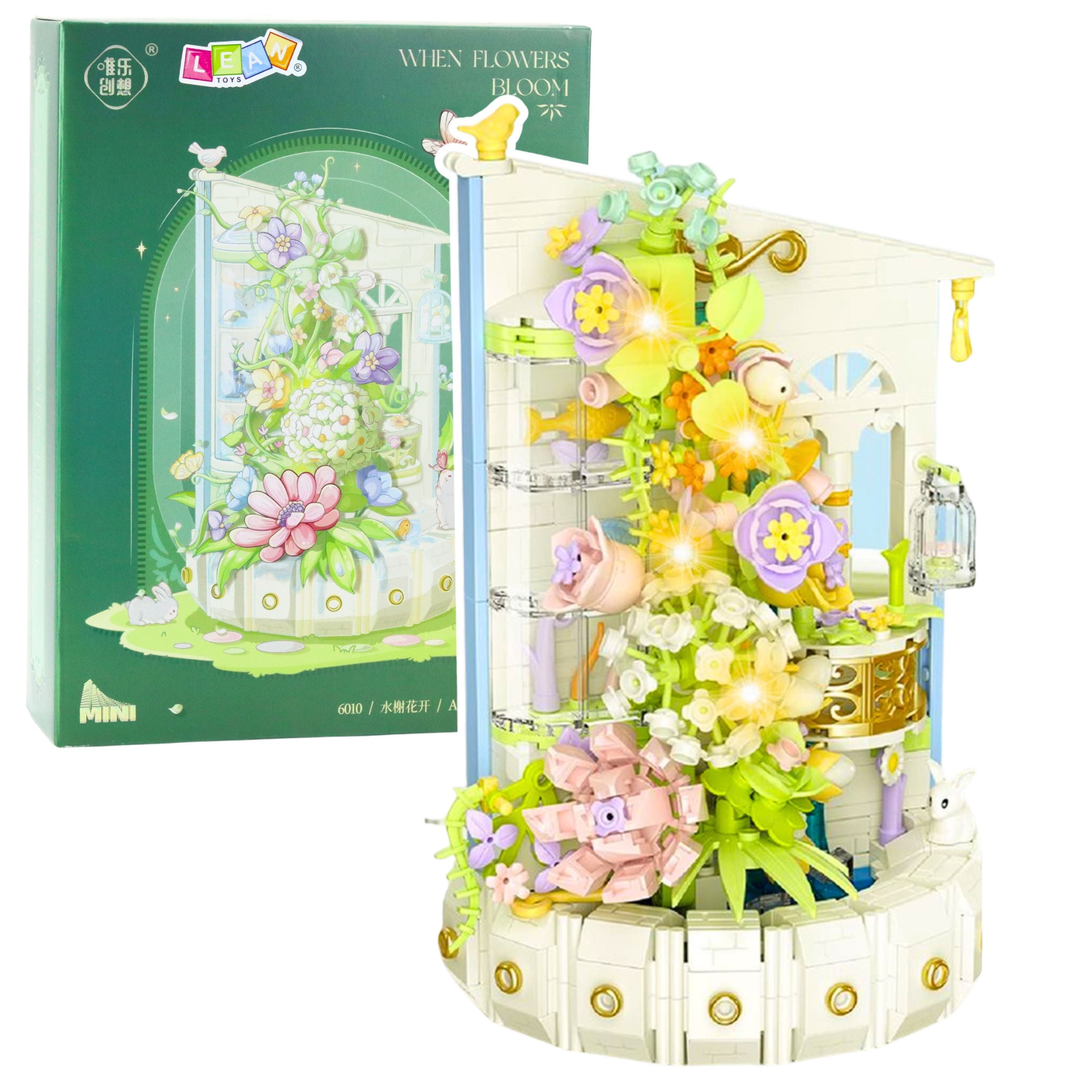 Construction Blocks Floral Composition With Led Light Tower 632 Pcs.