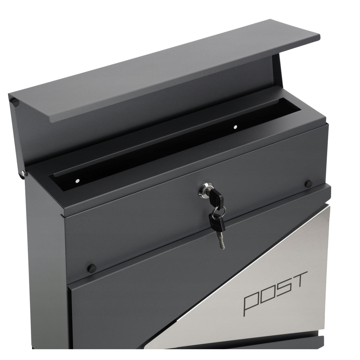 Large Mailbox For Letters And Newspapers Anthracite Post Inscription 37x37x10.5 Cm