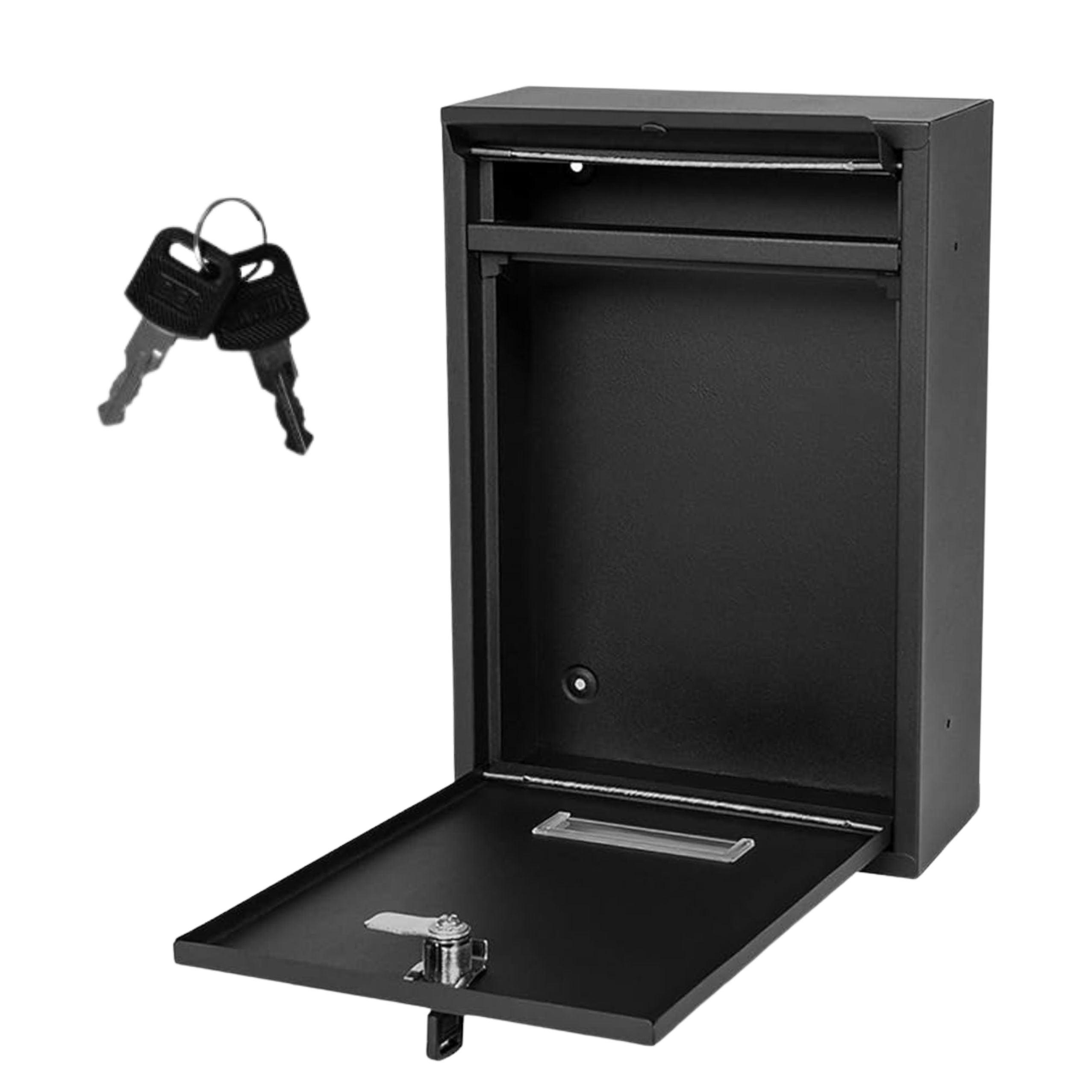 Mailbox For Letters Galvanized Steel Black 32x21.5x8.5cm