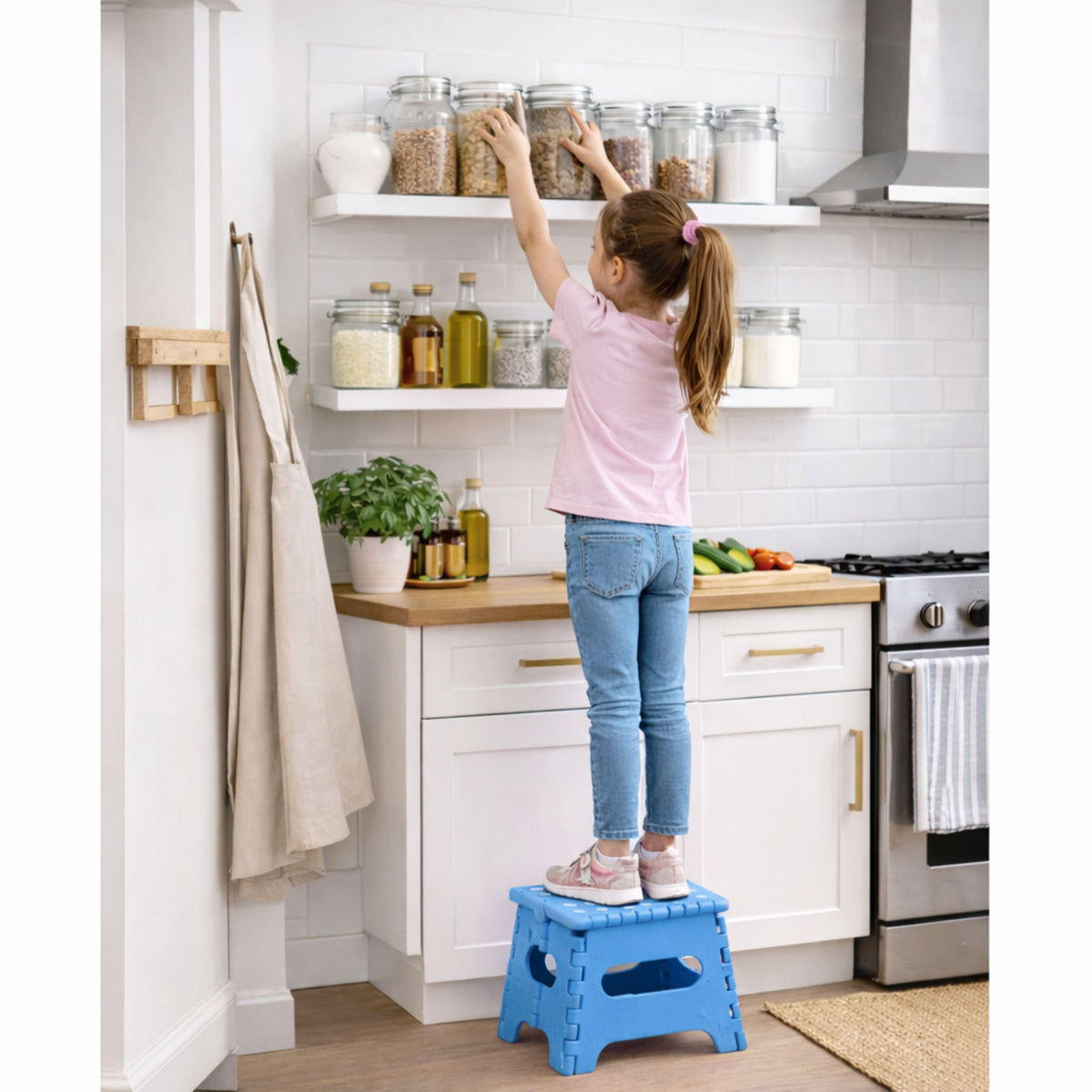 Folding Stool Footrest Step Anti-slip Blue 24x19 Cm