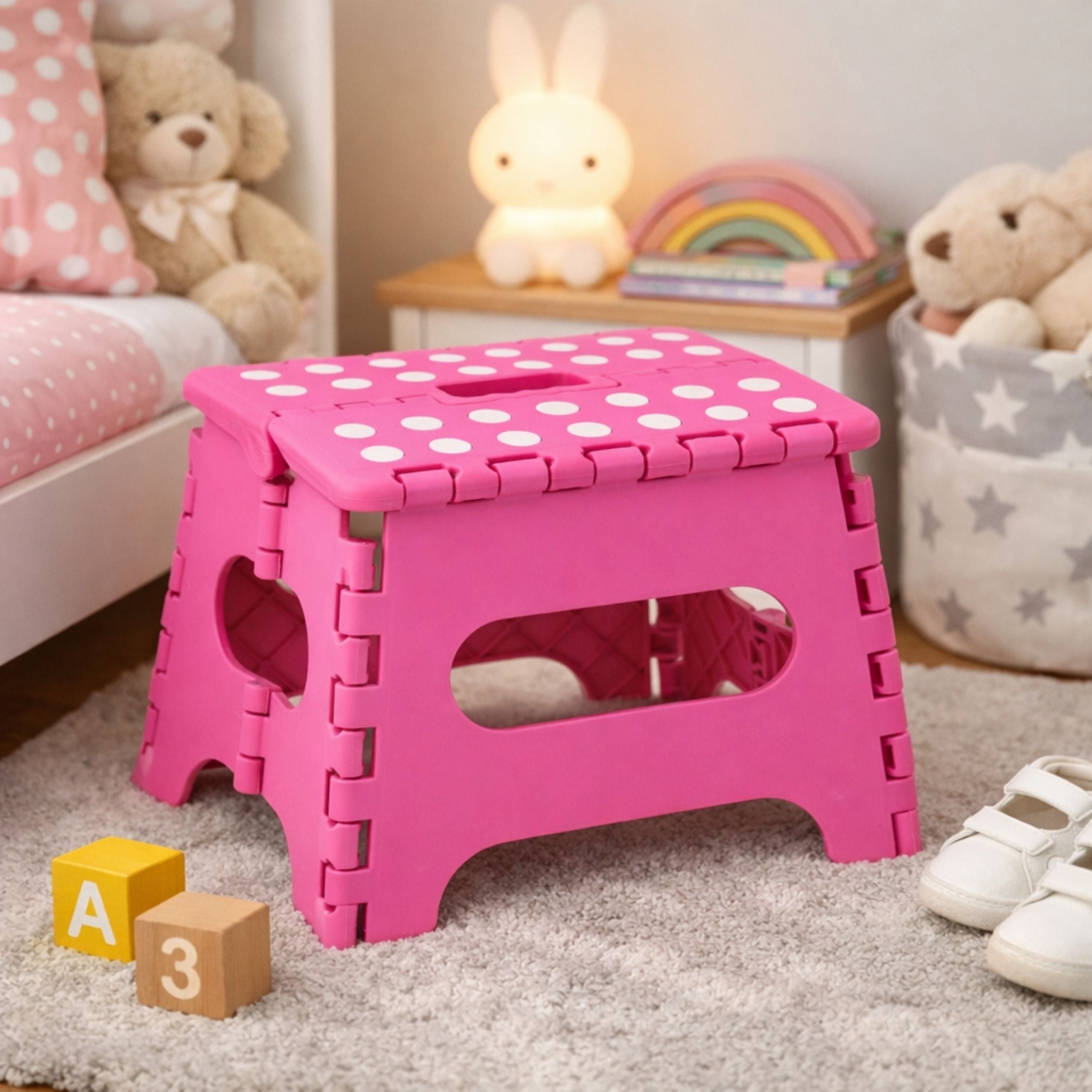 Folding Stool Footrest Step Anti-slip Pink 24 X 19 Cm