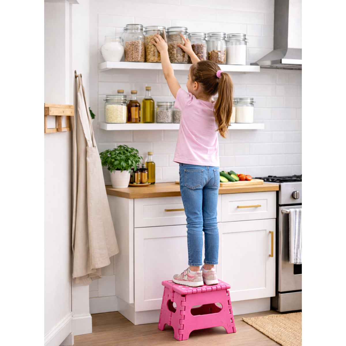 Folding Stool Footrest Step Anti-slip Pink 24 X 19 Cm