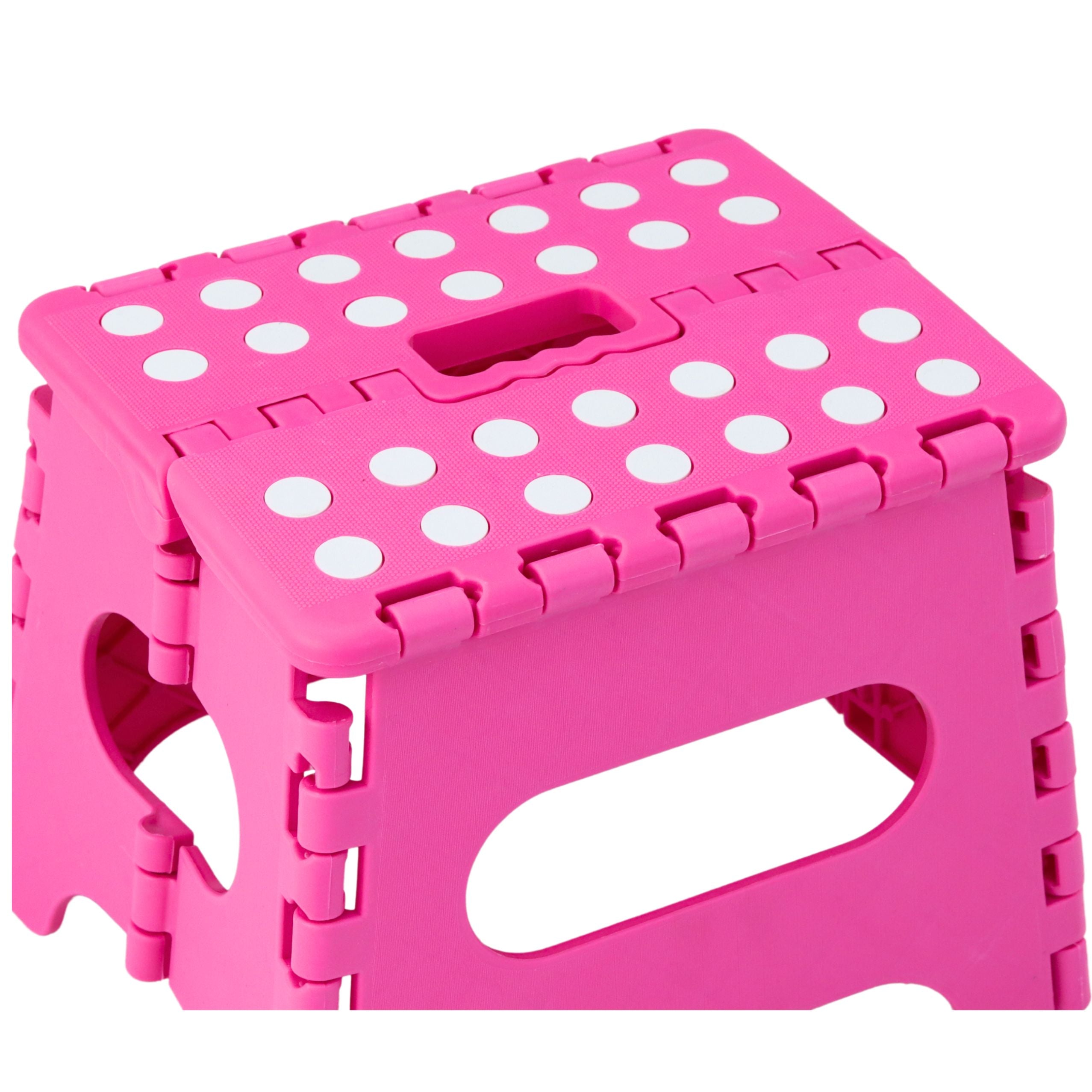 Folding Stool Footrest Step Anti-slip Pink 24 X 19 Cm