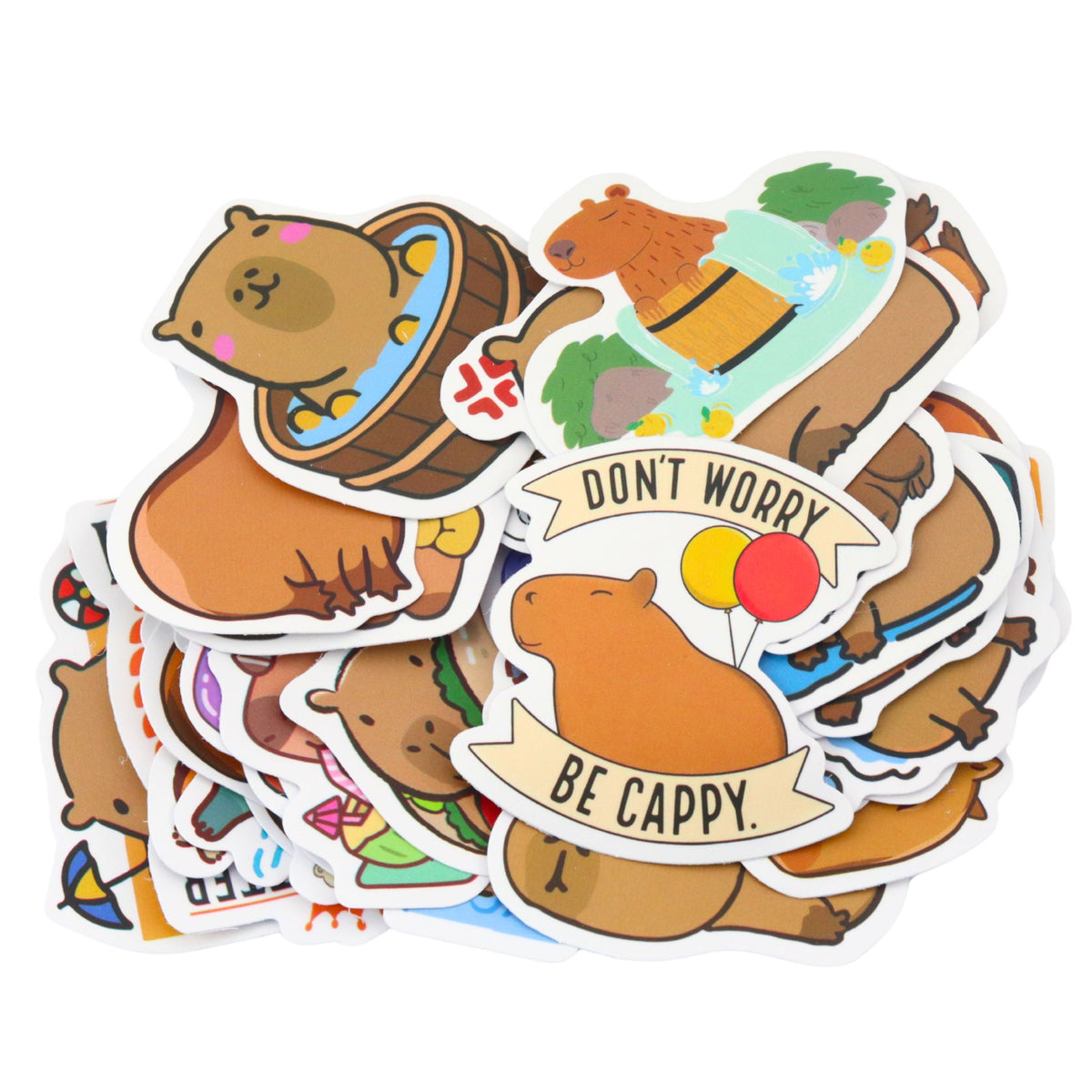 Set Of Capybara Stickers Various Patterns Matte 50pcs.