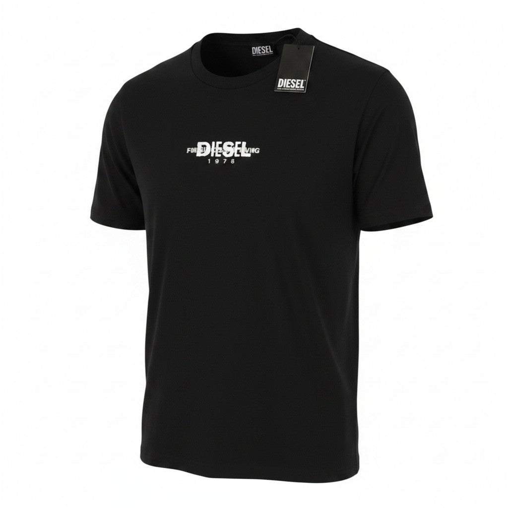 Diesel T-just 250236 Off Men T-shirtblack Cotton Tricot Short Sleeve