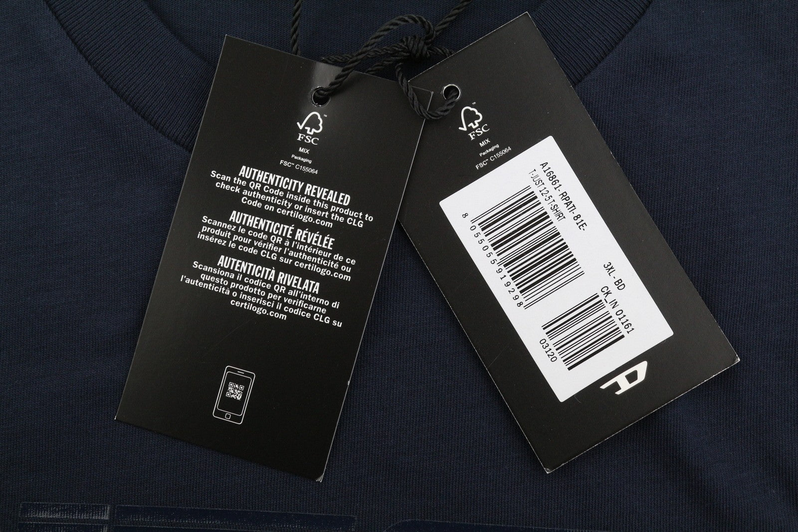 Diesel T-just 12-5 Men T-shirtdark Blue Cotton Tricot Short Sleeve