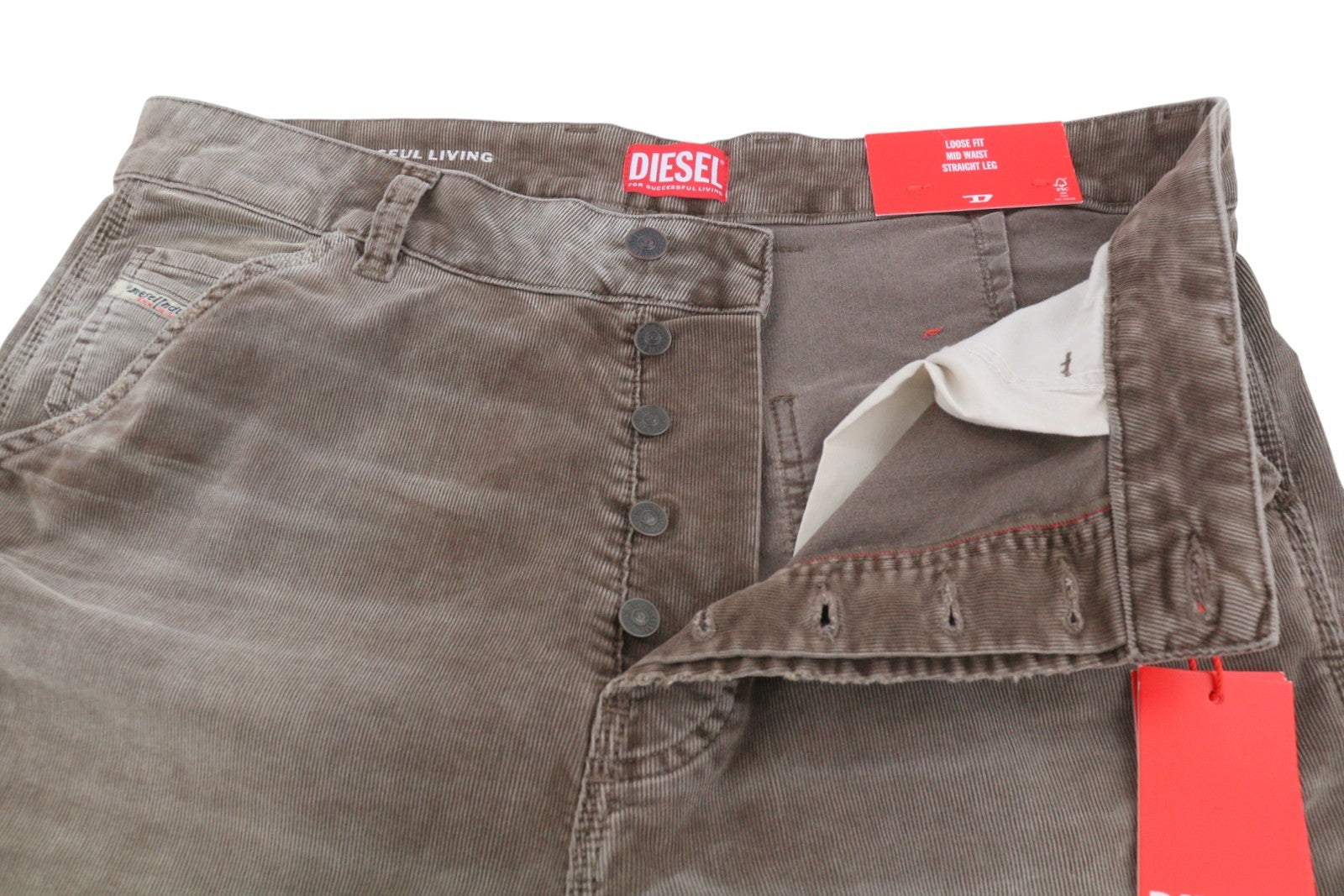 Diesel D-livery 068jf Men Trousersloose Straight Leg Corduroy Rrp275