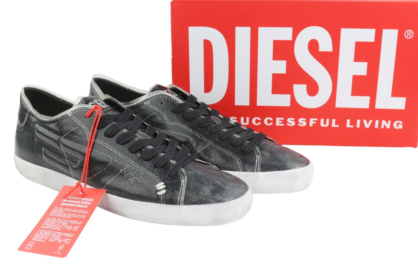 Diesel S-leroji Low Men Sneakers Eu45 Black Canvas With Tpu Overlay Rrp270