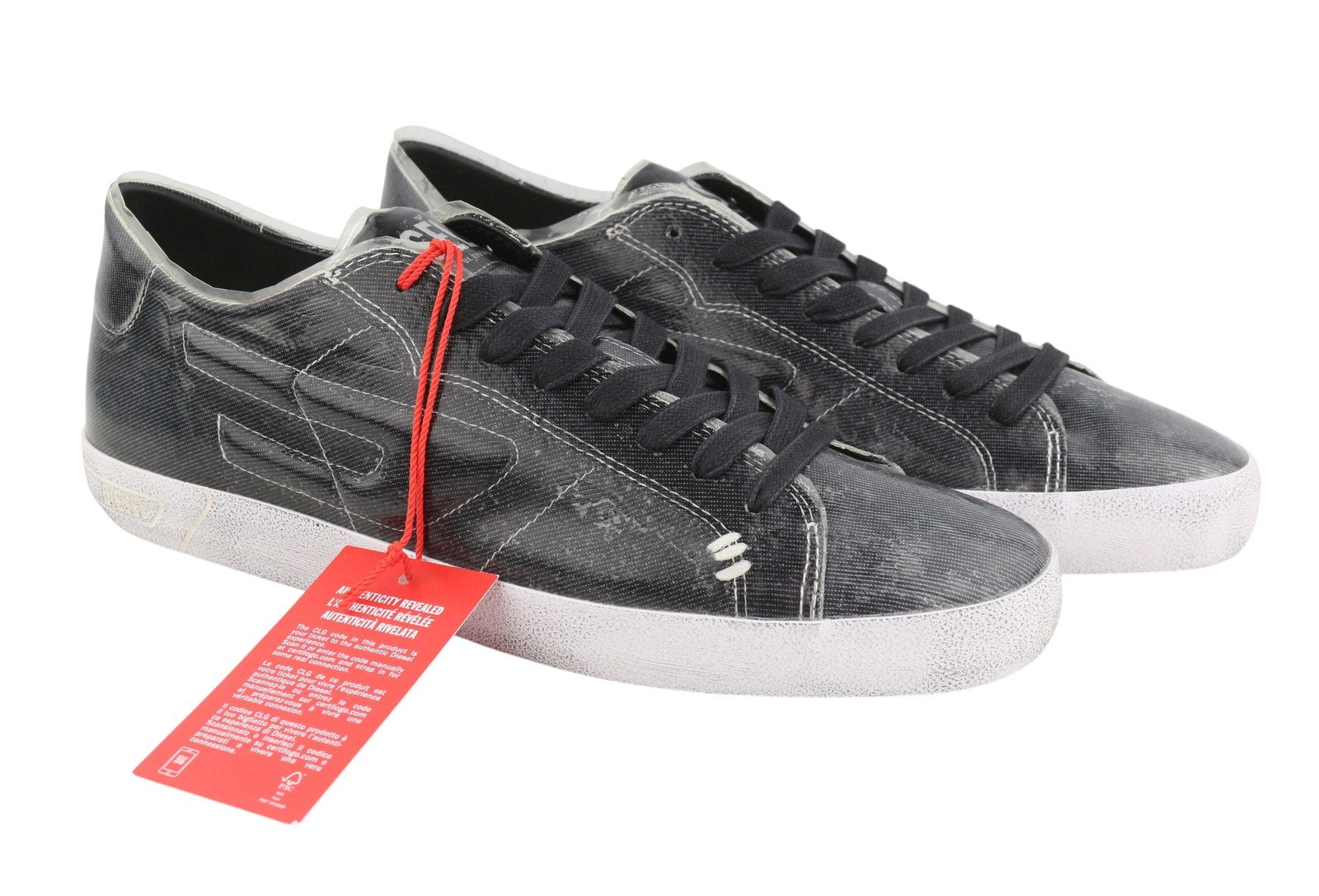 Diesel S-leroji Low Men Sneakers Eu45 Black Canvas With Tpu Overlay Rrp270