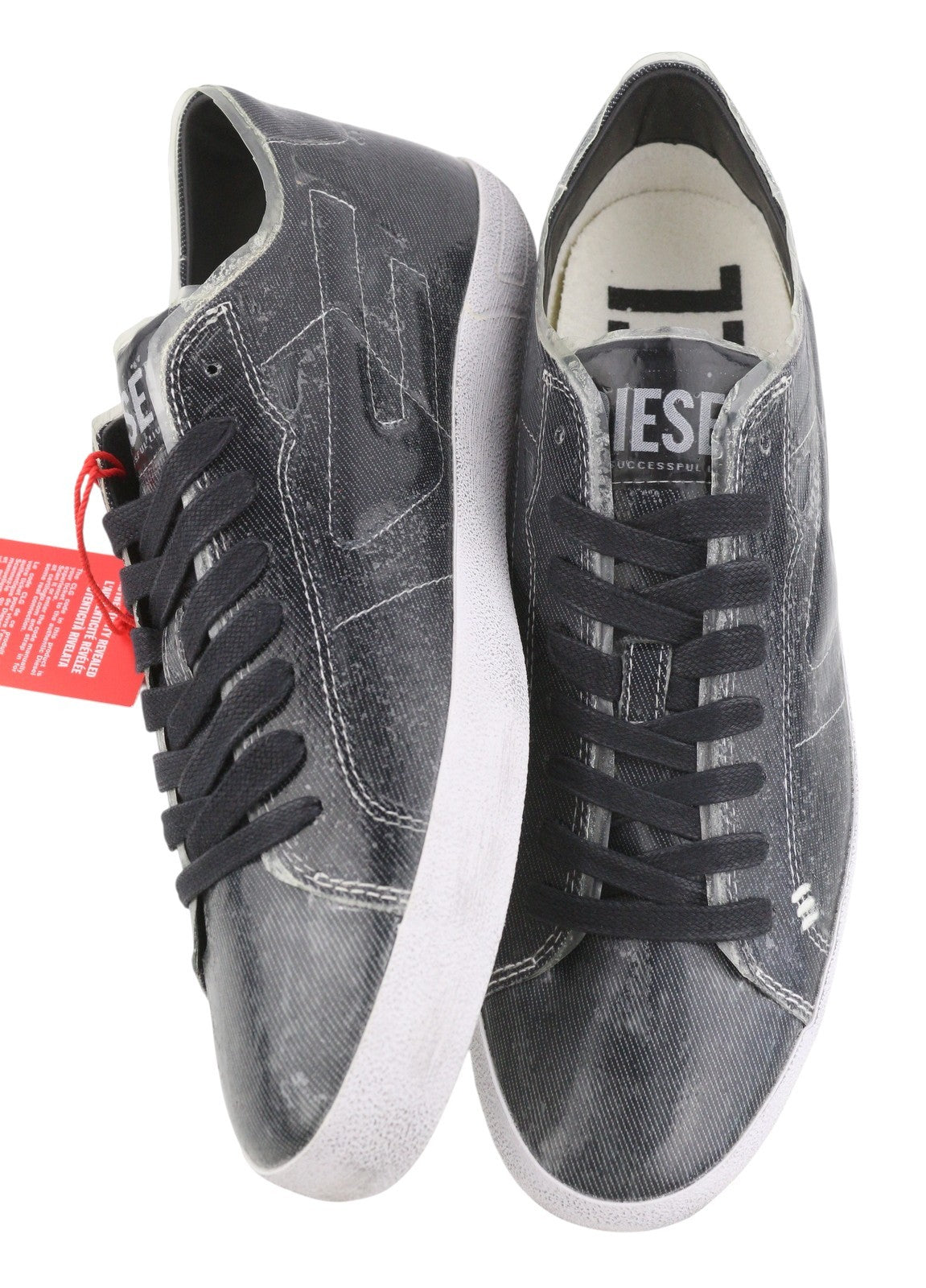 Diesel S-leroji Low Men Sneakers Eu45 Black Canvas With Tpu Overlay Rrp270