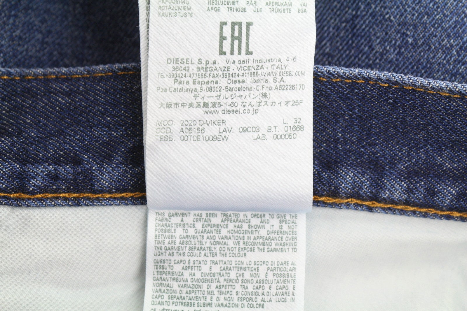 Diesel 2020 D-viker 09c03 Men Jeansblue Faded Regular Straight Rrp160
