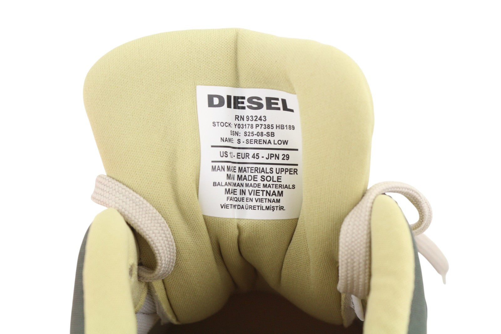 Diesel S-serena Low Men Sneakers Eu45 Sand Low Top Lace Up Almond Toe Rrp195
