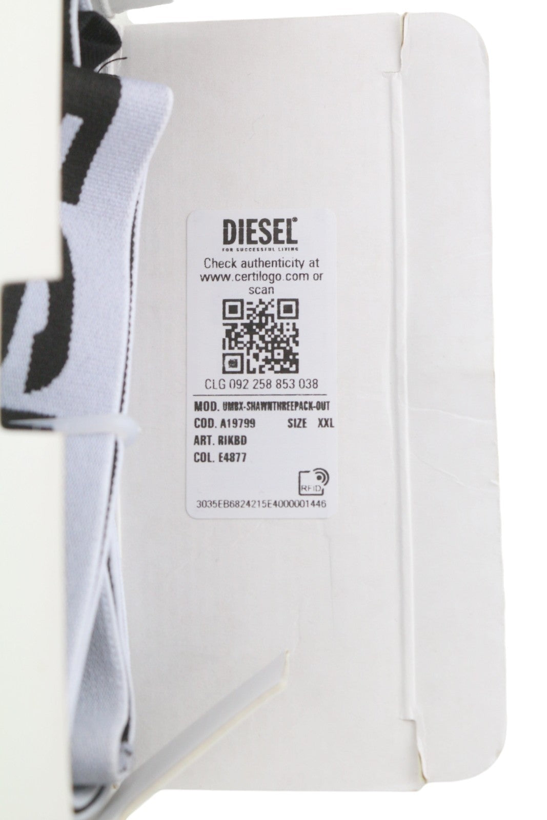 Diesel Umbx-shawnthreepack-out Men Underwear 2xl Black & White Boxers 3pc
