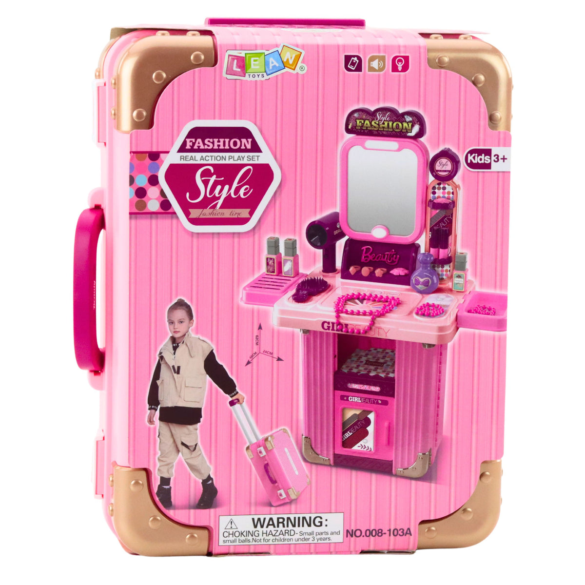Dressing Table Makeup Set In A Suitcase Accessories 2 In 1 Pink