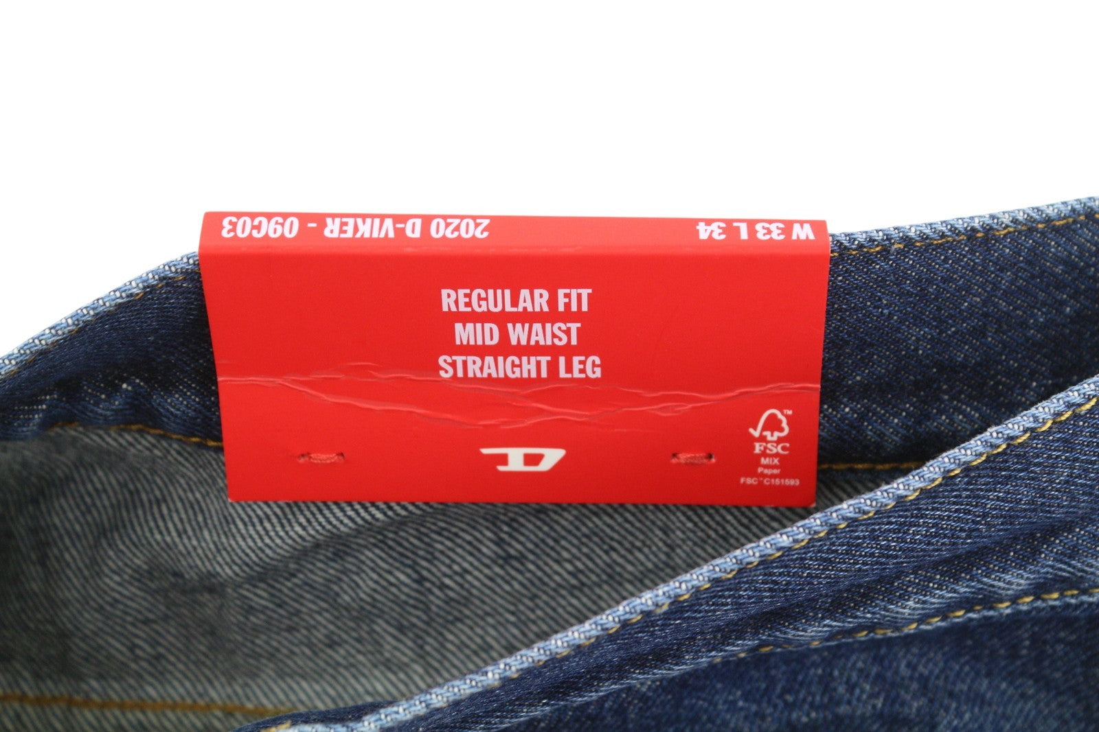 Diesel 2020 D-viker 09c03 Men Jeansblue Faded Regular Straight Rrp160