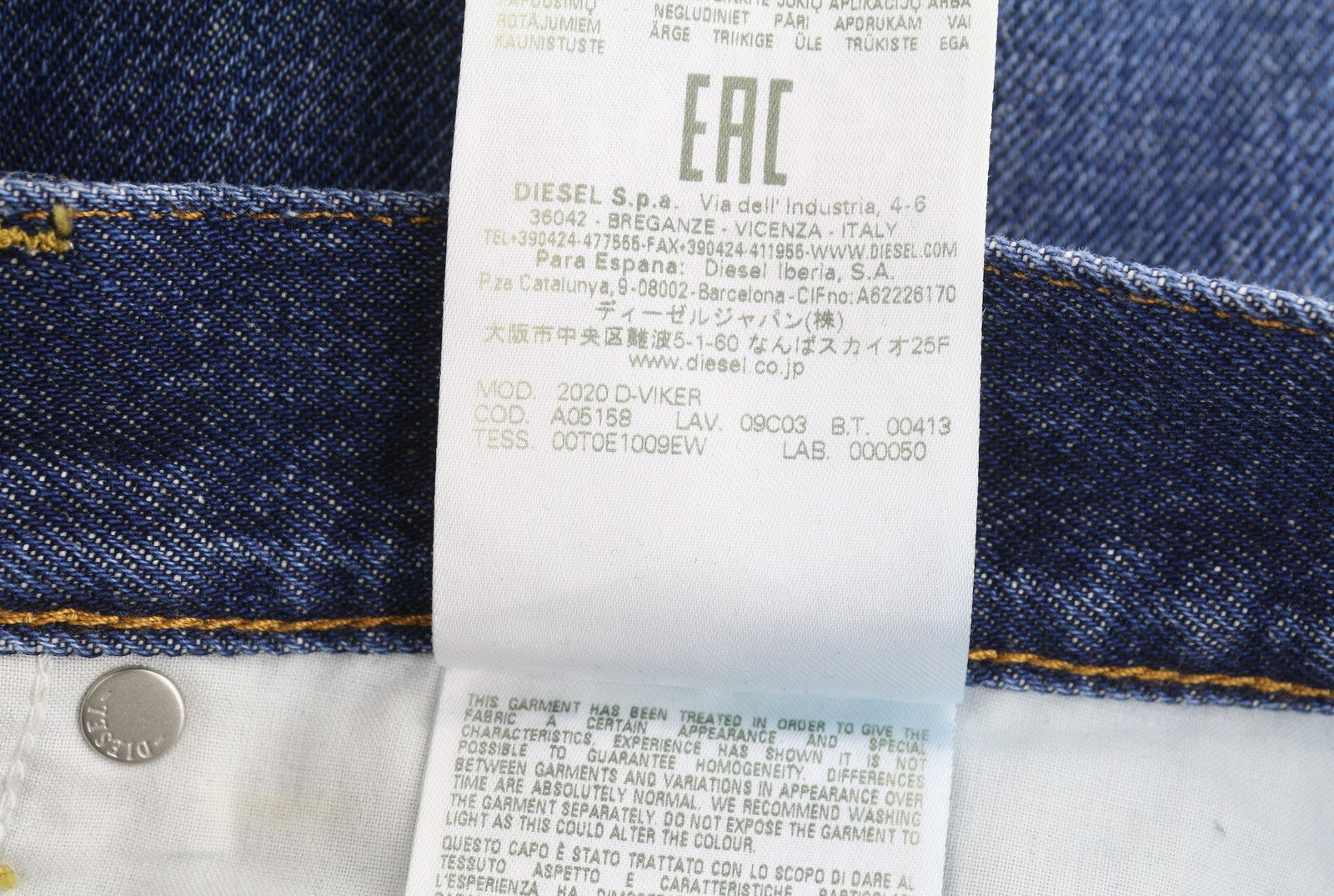 Diesel 2020 D-viker 09c03 Men Jeansblue Faded Regular Straight Rrp160