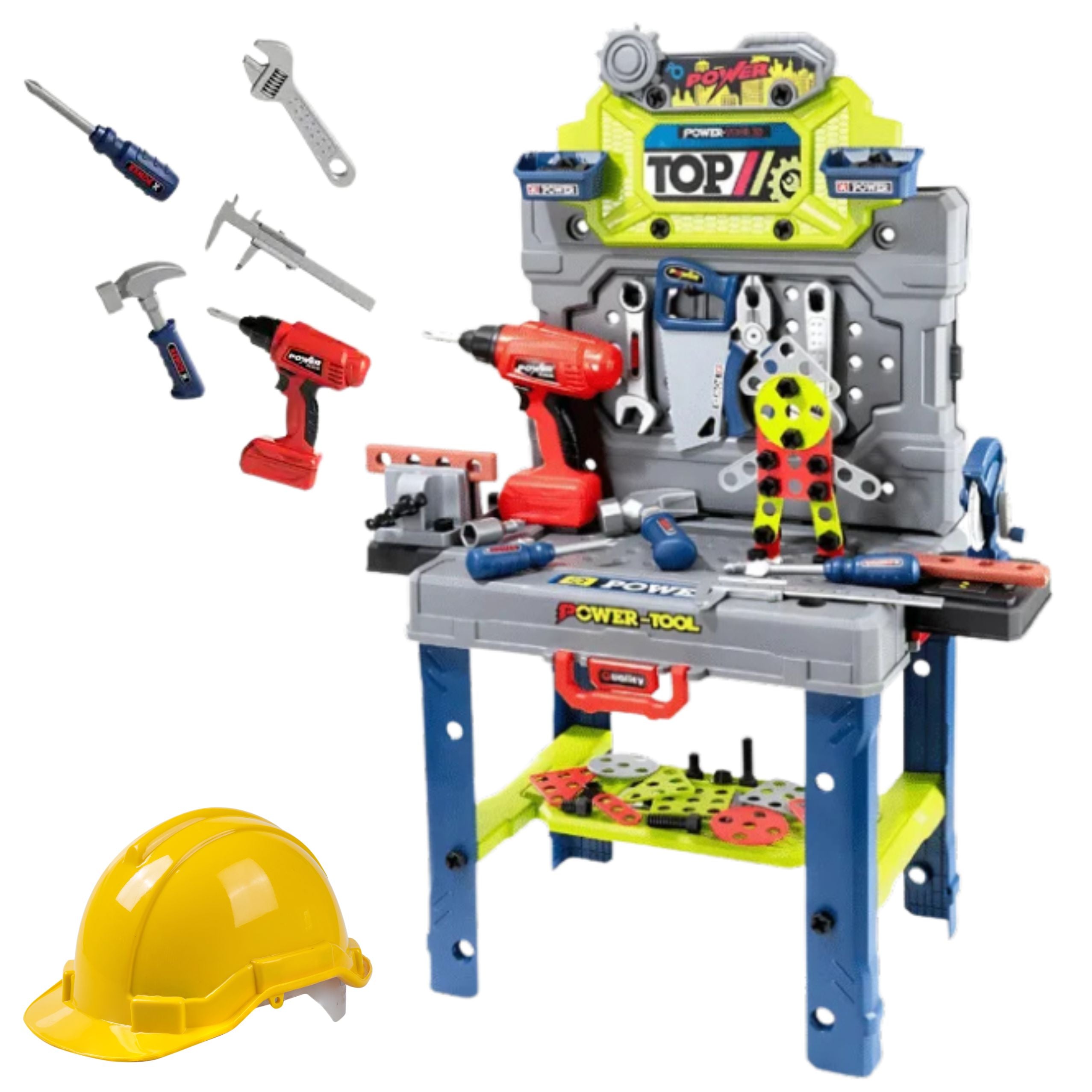Handyman's Table 2-in-1 Suitcase Tool Set Screwdriver Helmet 133 Pcs.