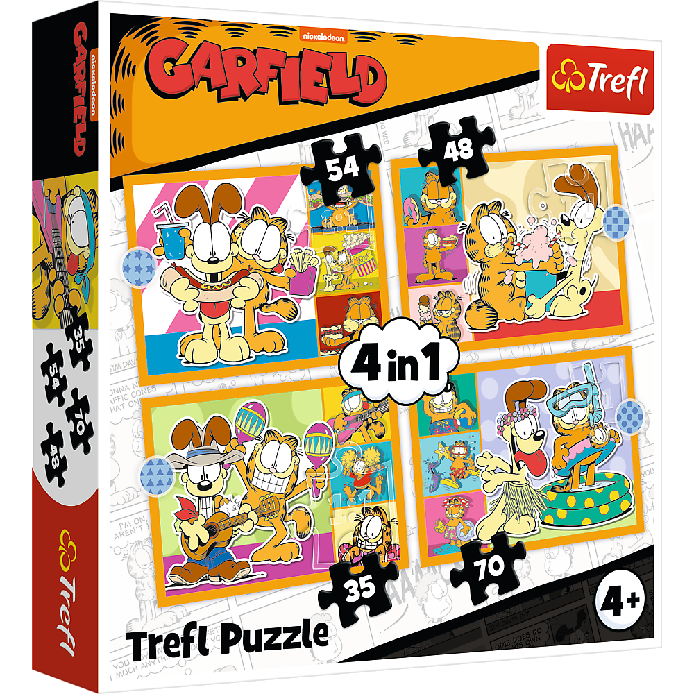 Pussel 4-i-1 – Garfield Loves Lasagne – Trefl 34673
