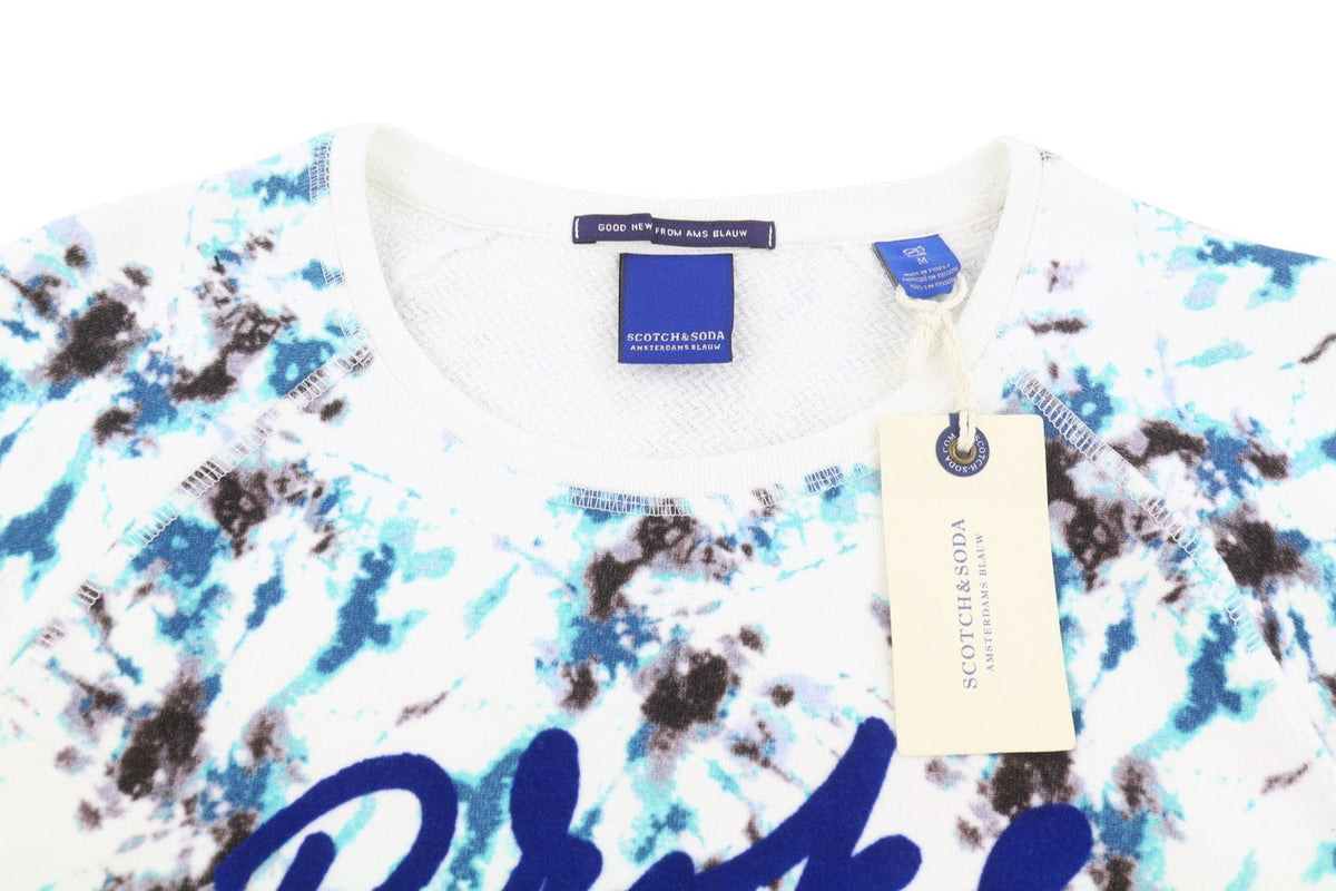 Scotch & Soda Sweat-shirt blanc à motif ras du cou pour homme