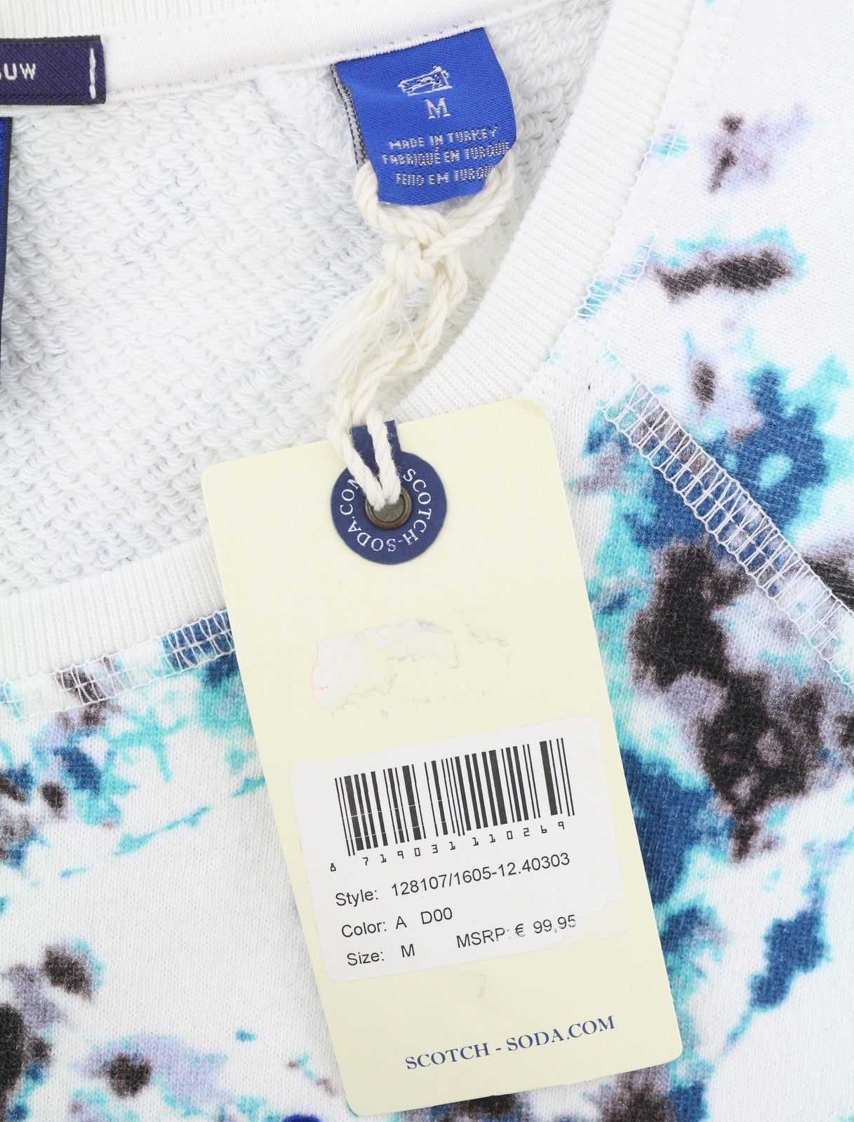 Scotch & Soda Sweat-shirt blanc à motif ras du cou pour homme