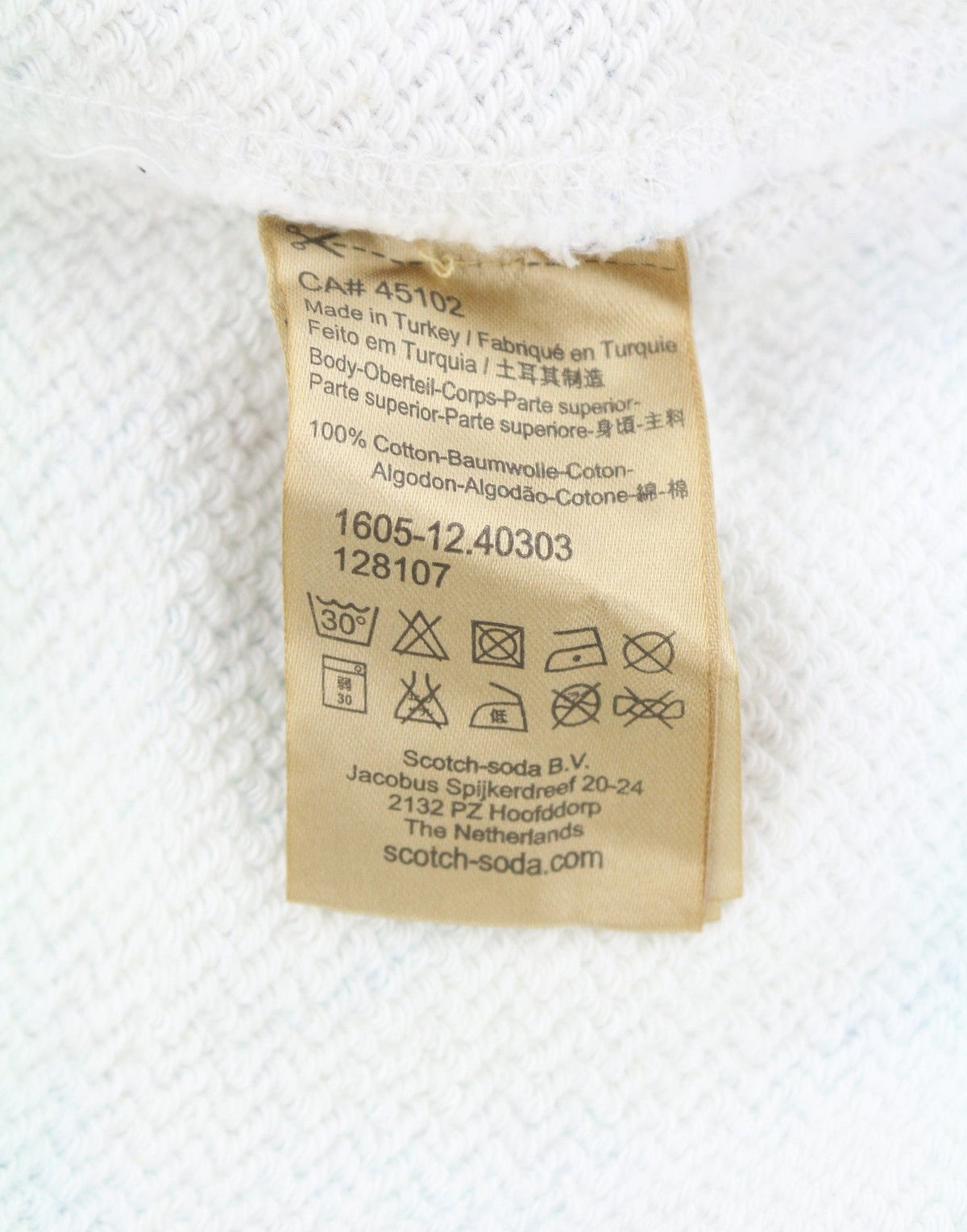 Scotch & Soda Sweat-shirt blanc à motif ras du cou pour homme