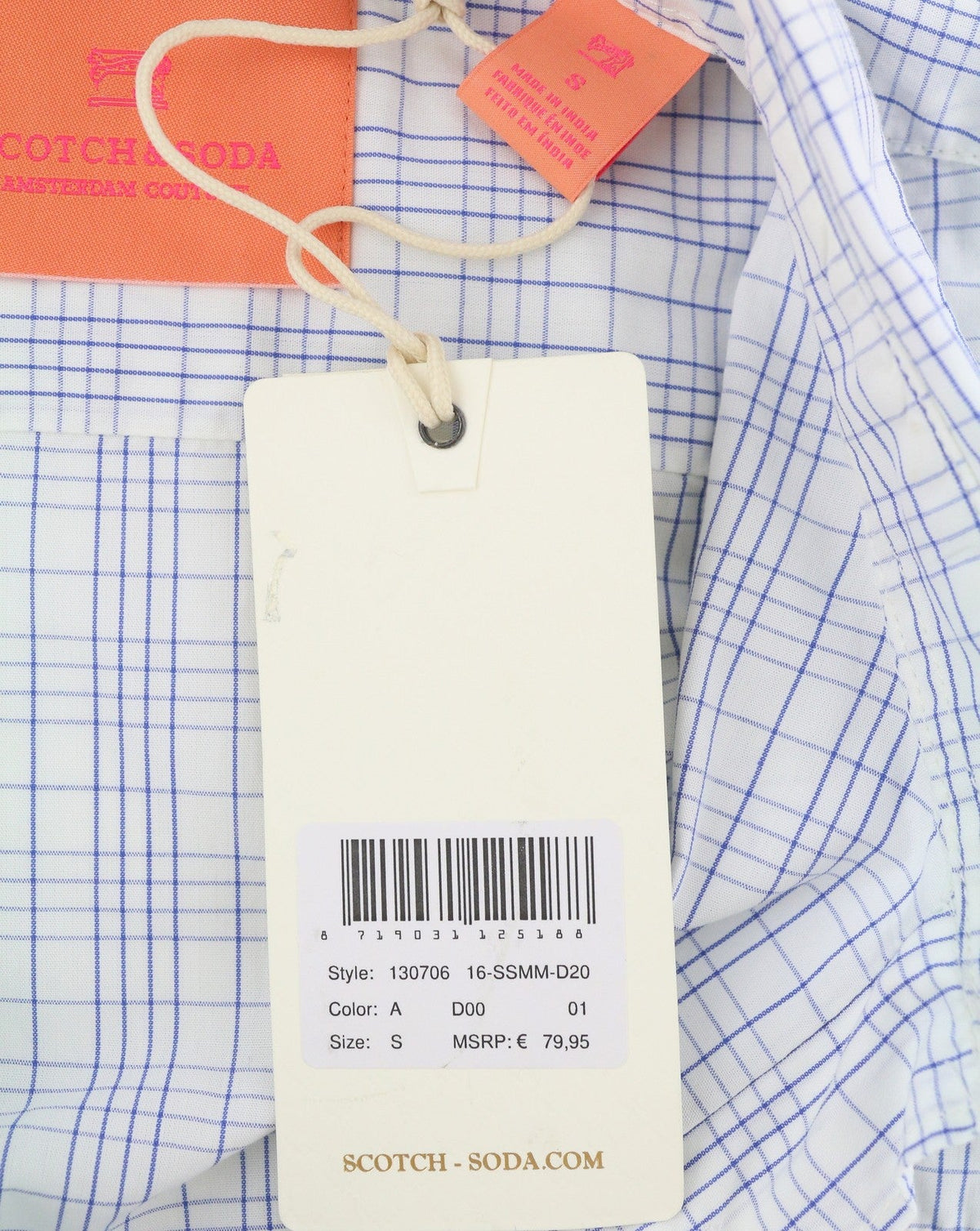 Scotch & Soda Mænd Shirtwhite Plaid Bomuld Button-up Patch Pocket Spread