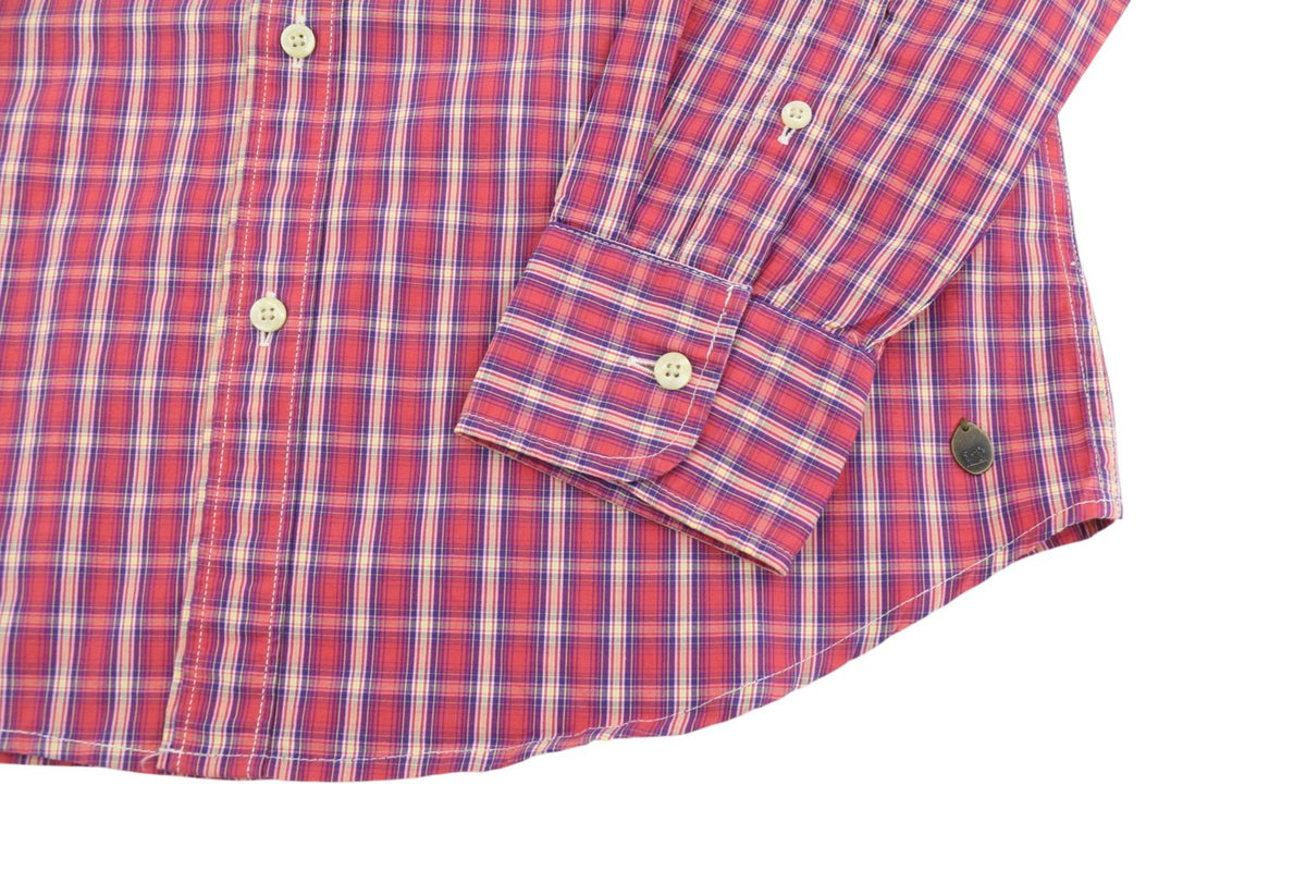 Scotch & Soda Chemise décontractée à carreaux rouges pour hommes, boutonnée, col écarté