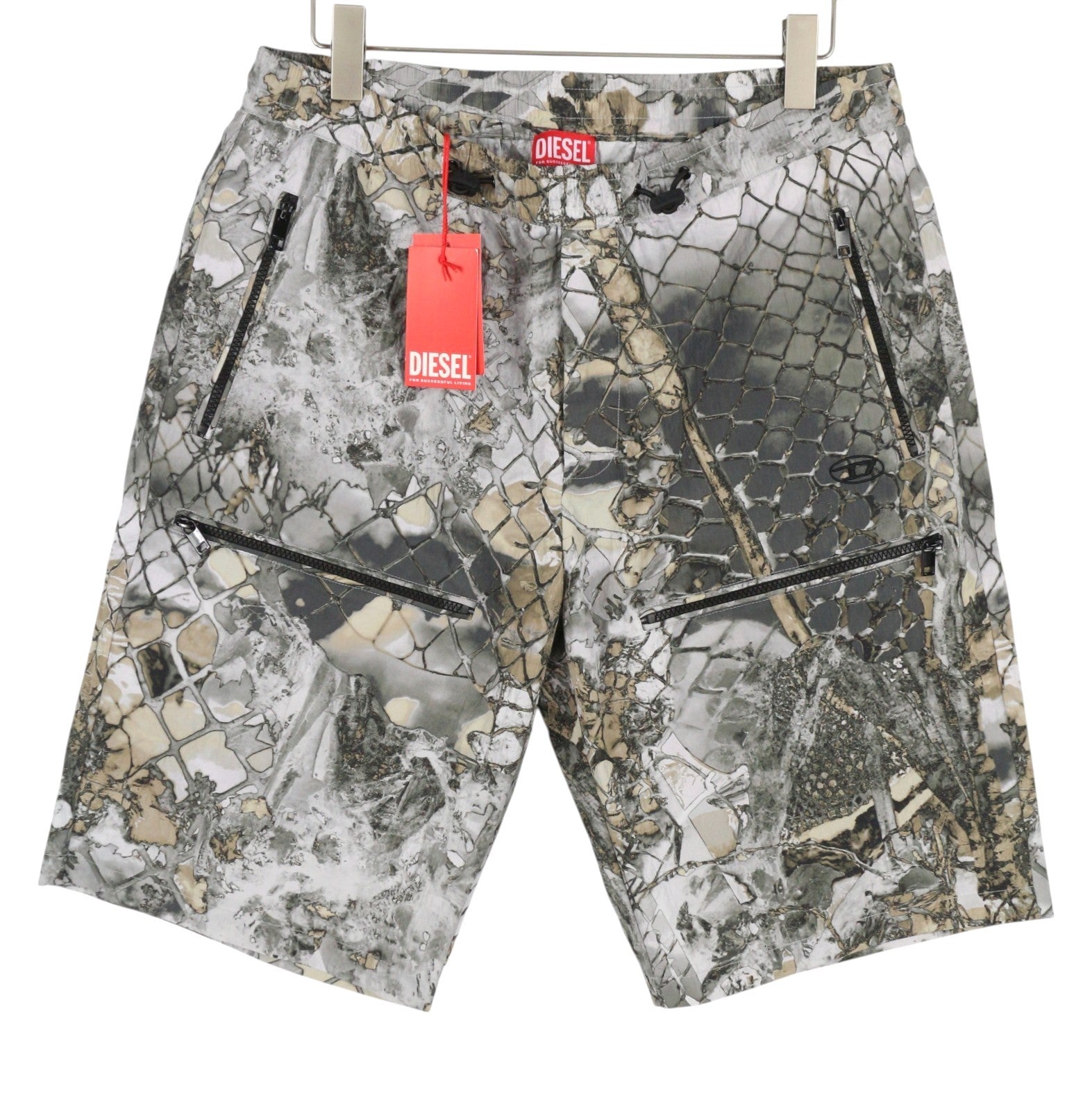 Diesel P-mckell-short-a Men Shorts 52all-over Graphic Print Straight Rrp225