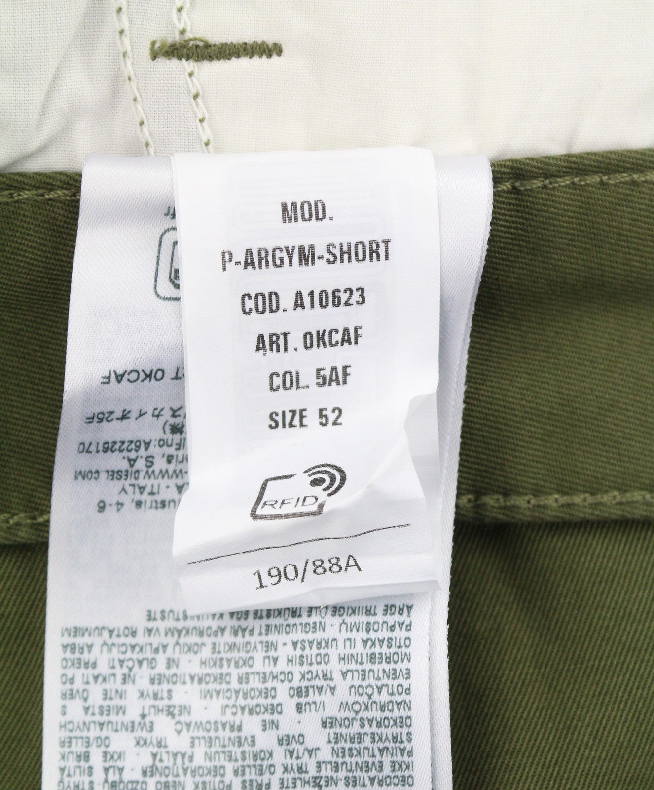 Diesel P-argym Men Shorts 52khaki Green Zip Fly Cargo Rrp175