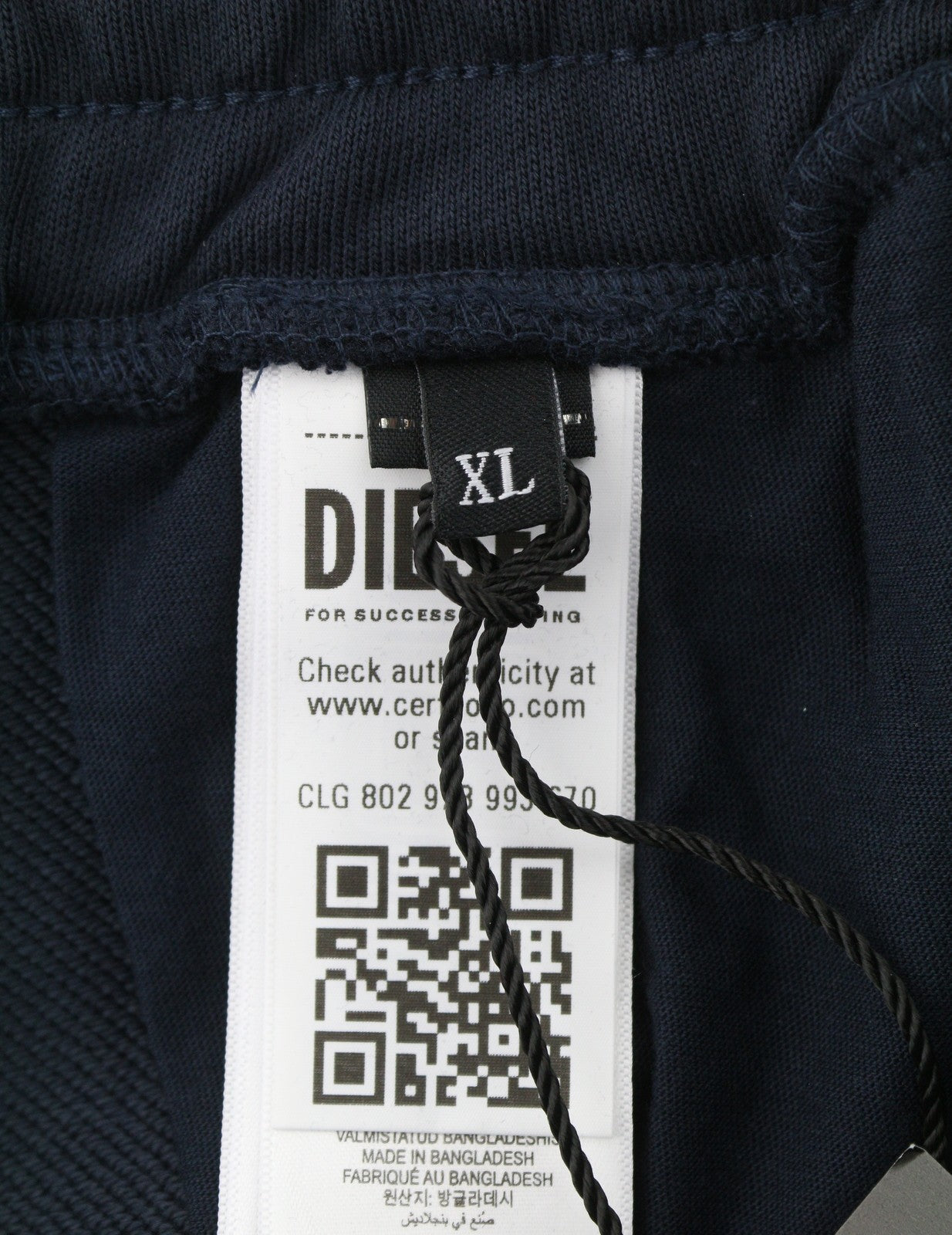 Diesel P-crow Off Men Shortsdark Blue Relaxed Fit Elastic Waistband