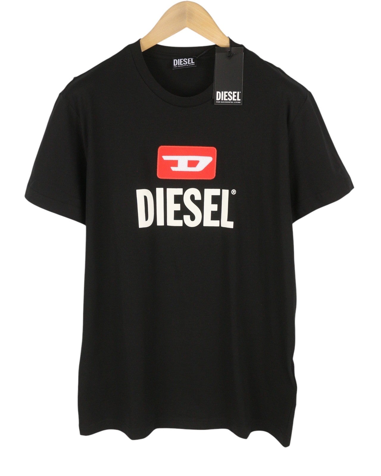 Diesel T-diego New D Logo Men T-shirtblack Crew Neck Pull On Short Sleeve