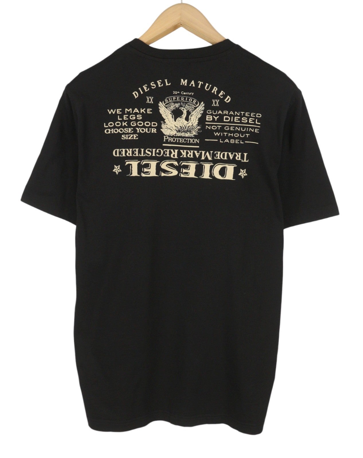 Diesel T-just-l4 Men T-shirtblack Crew Neck Cotton Pull On Short Sleeve