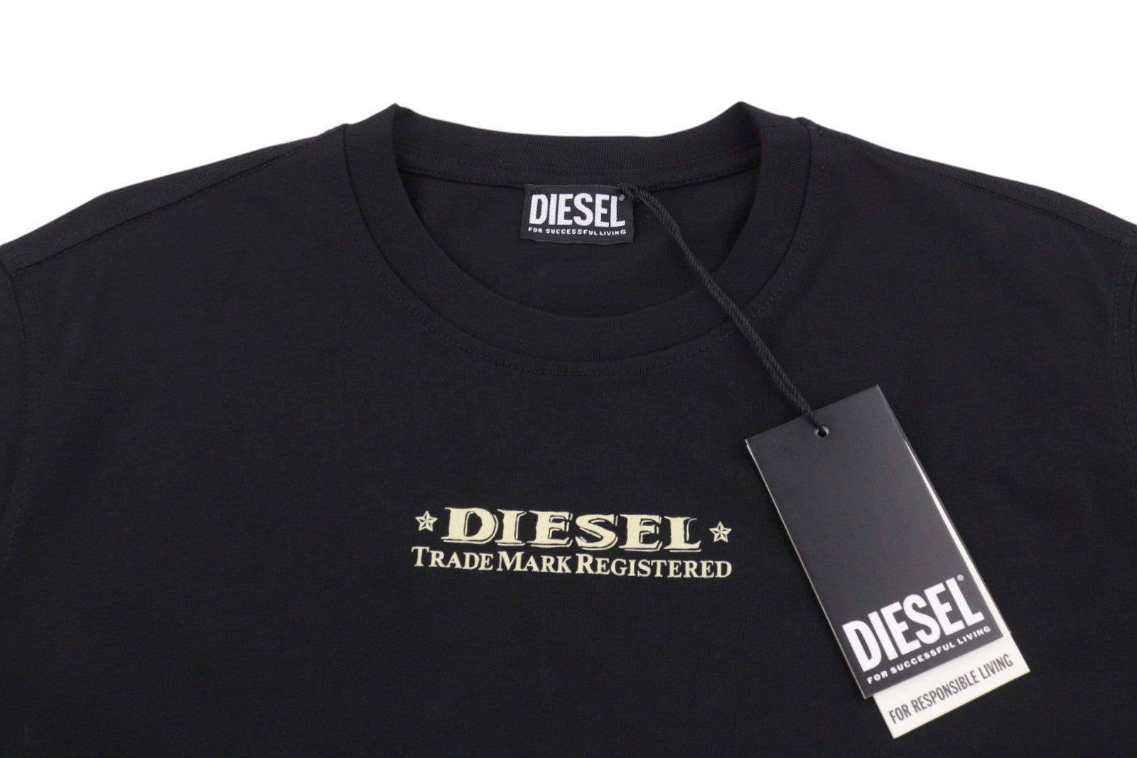 Diesel T-just-l4 Men T-shirtblack Crew Neck Cotton Pull On Short Sleeve