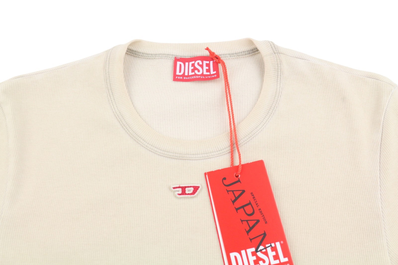 Diesel Jp-t-ribber-round-d Women T-shirtbeige Washed Japan Fitted Rrp150