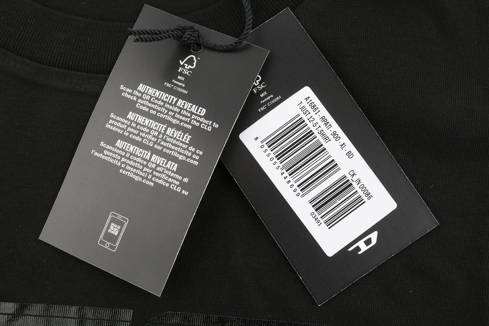 Diesel T-just 12-5 Men T-shirtblack Cotton Tricot Crew Neck Short Sleeve
