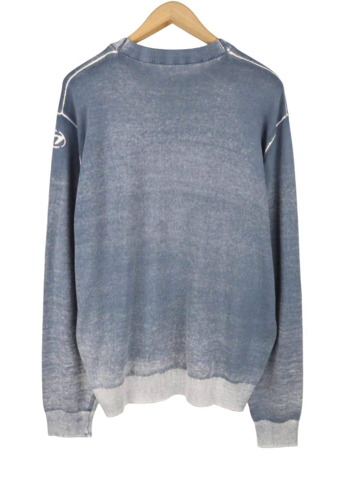 Diesel K-larence-b Men Jumper 2xl Blue Faded Cotton Knit Pull On Rrp225