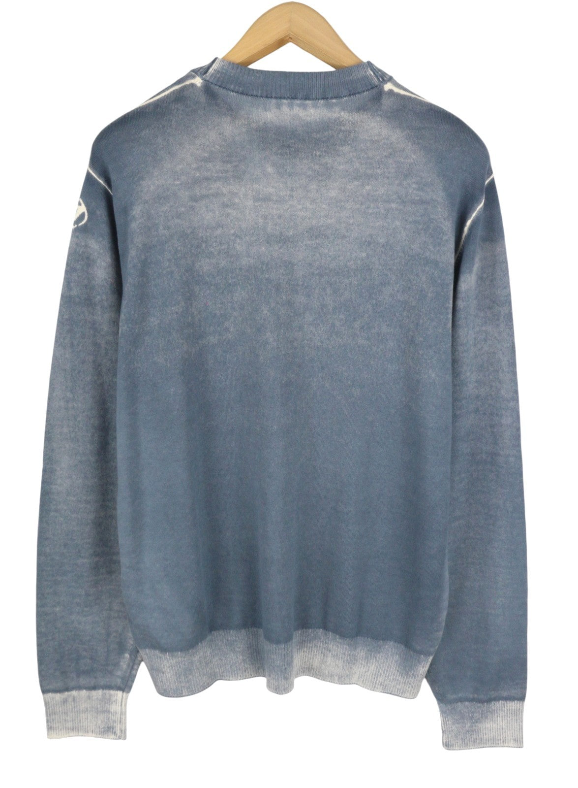 Diesel K-larence-b Men Jumperblue Faded Cotton Knit Pull On Rrp225