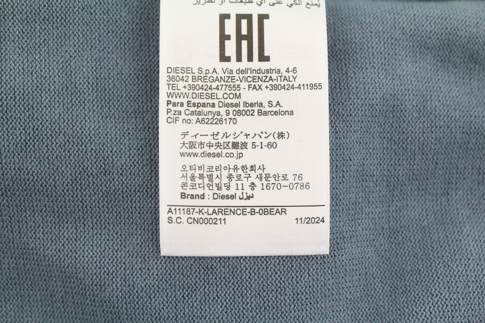 Diesel K-larence-b Men Jumperblue Faded Cotton Knit Pull On Rrp225