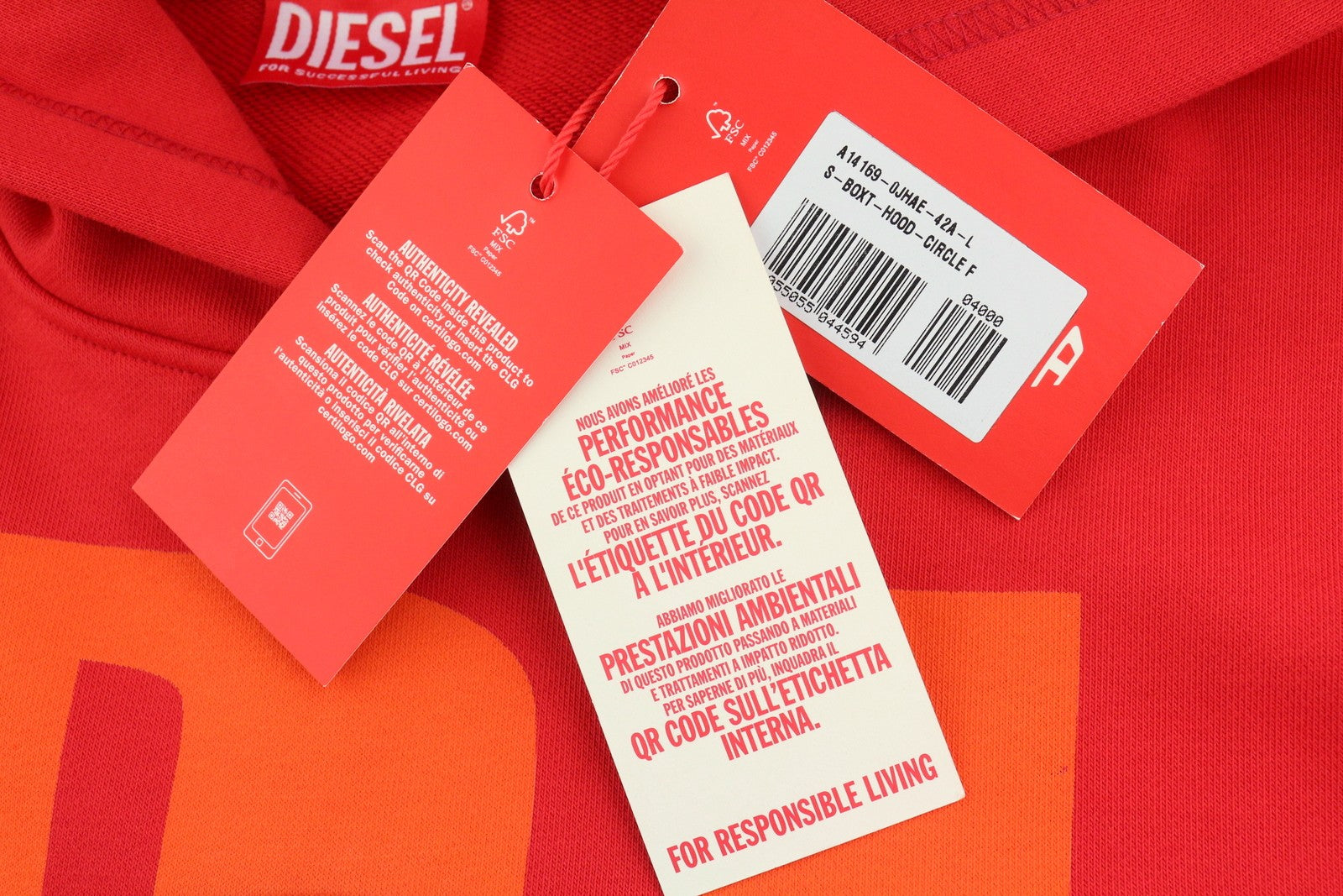 Diesel S-boxt-hood-circle Men Hoodiered Long Sleeve Pull On Rrp185